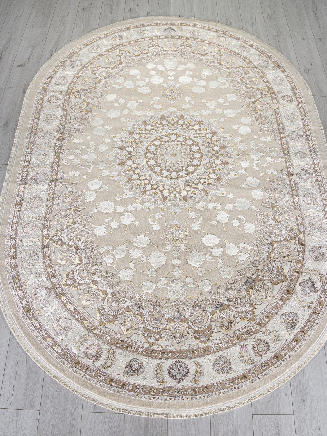 Ковер Zarina A064A cream - gold FDY овал - Размер: 080x150